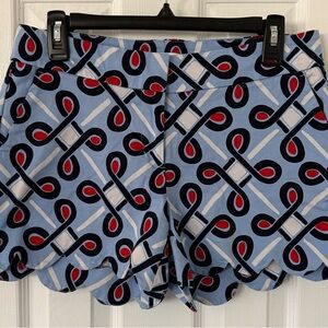 Crown & Ivy Blue Patterned Scalloped Women's Shorts Size 6 C0139